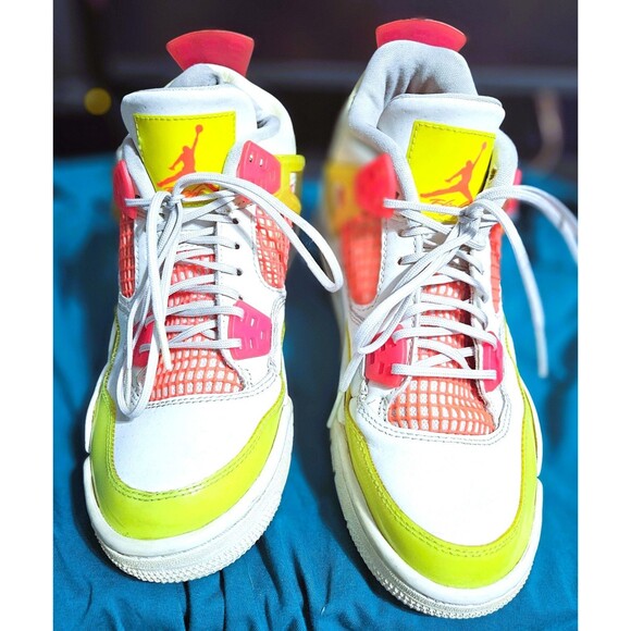 Nike Jordan 4 retro gs youth US Sz. 5.5 lemon venom - Picture 1 of 7